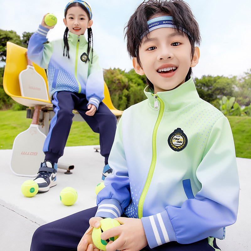 2025新中小学生校服时尚学院风渐变色棒球服春夏幼儿园.服儿童班