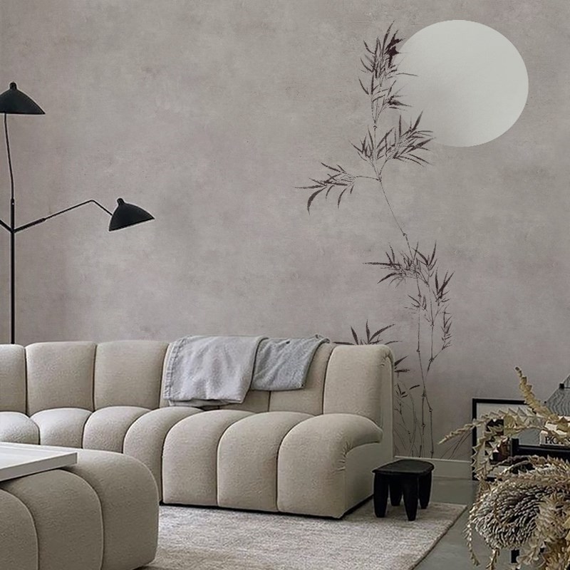 中式古典淡雅水墨画竹子电视背景墙纸禅意茶室酒店包厢养生馆壁纸