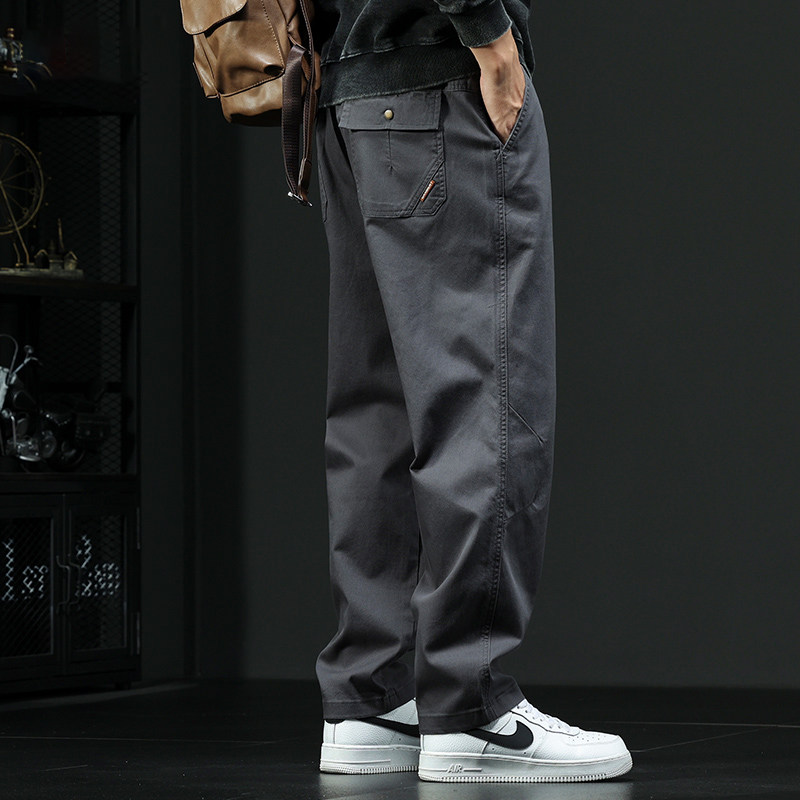 潮牌日系工e装裤男宽松大码ins复古直筒裤子春夏款男士薄款休闲裤