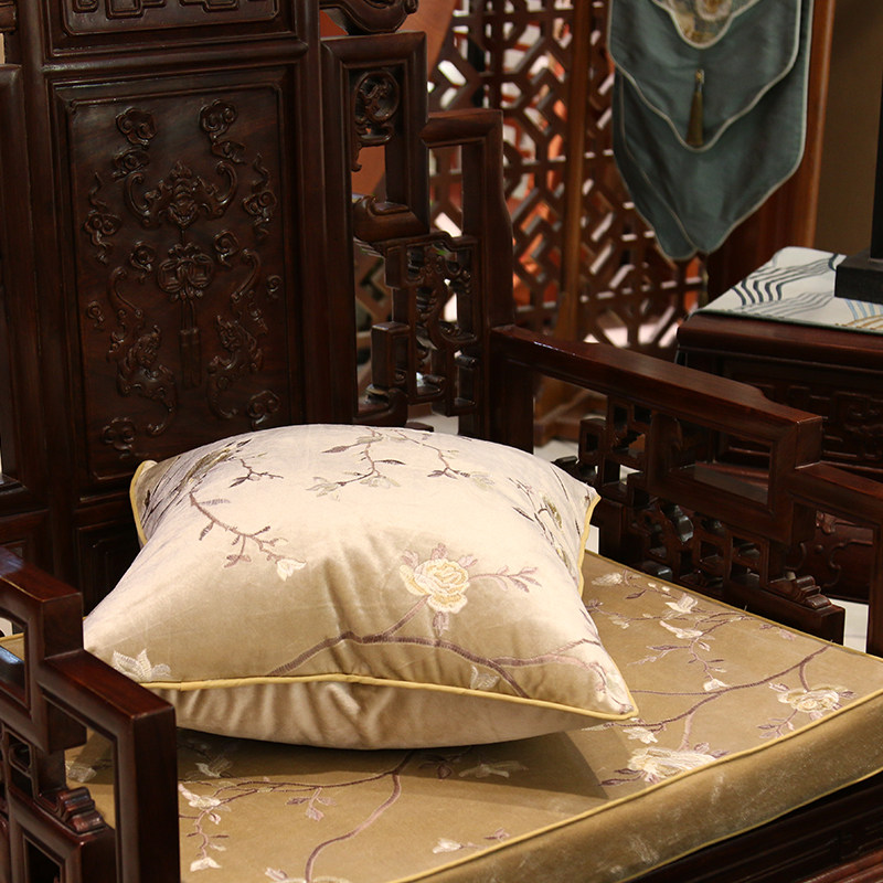 绒布冬季中式红木沙发坐垫罗汉床实木防滑家具加厚海绵座垫定制套