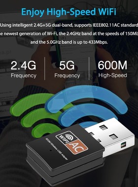 Wireless SB WiFi Adapter 600Mbps wi fi Antenna PC Network Ca