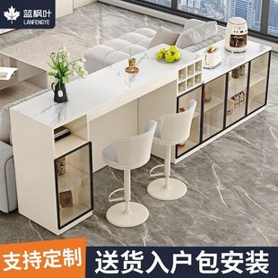 简易家用吧台实木吧台餐厅靠墙隔断柜米转角阳台桌旋转客厅桌一体