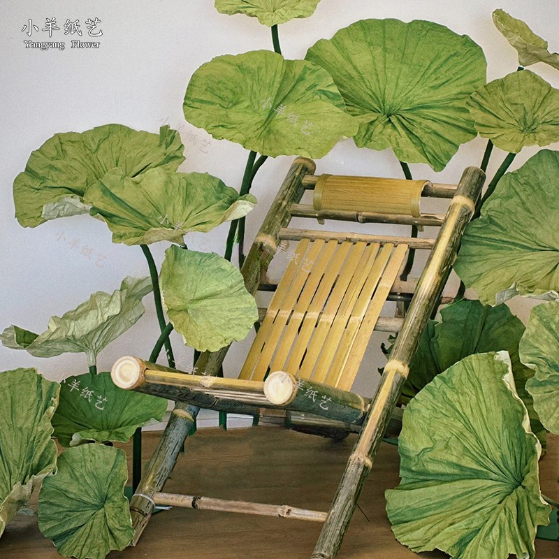 夏季美陈绿色纸艺荷叶菏叶莲叶装饰场景商场售楼处部dp点装置艺术