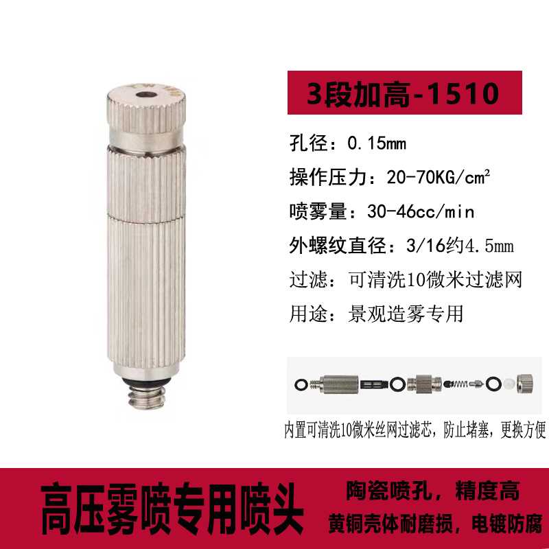 小众高货高压雾化喷头滤网纺织厂加湿器喷嘴养殖场围挡喷淋除尘降