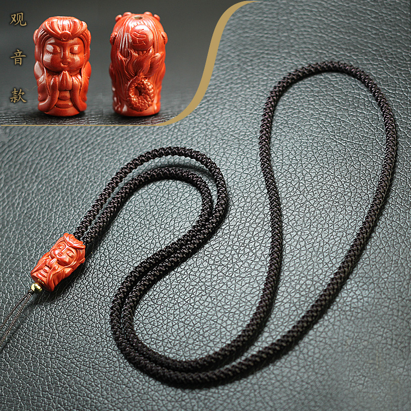 天珠横穿挂绳竖穿挂绳朱砂本命年冲太岁挂绳玉器吊坠挂绳横穿