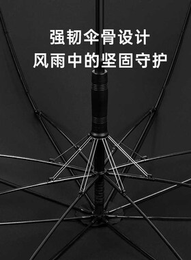 ZQ英伦黑色男士雨伞长柄伞大号超大双人日系直把伞暴雨抗风防风
