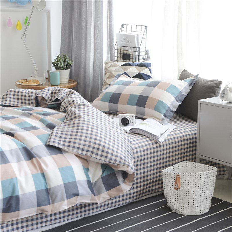 全棉学生宿舍1.2米床三件套0.9m寝室单人床1.Q5米纯棉被套床单套