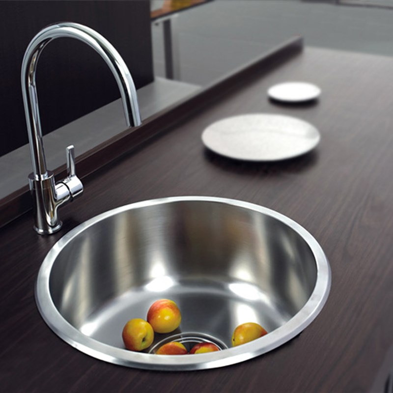 纳米黑色304不锈钢 水槽小单槽 吧台 阳台圆形洗手盆加厚 拉丝盆