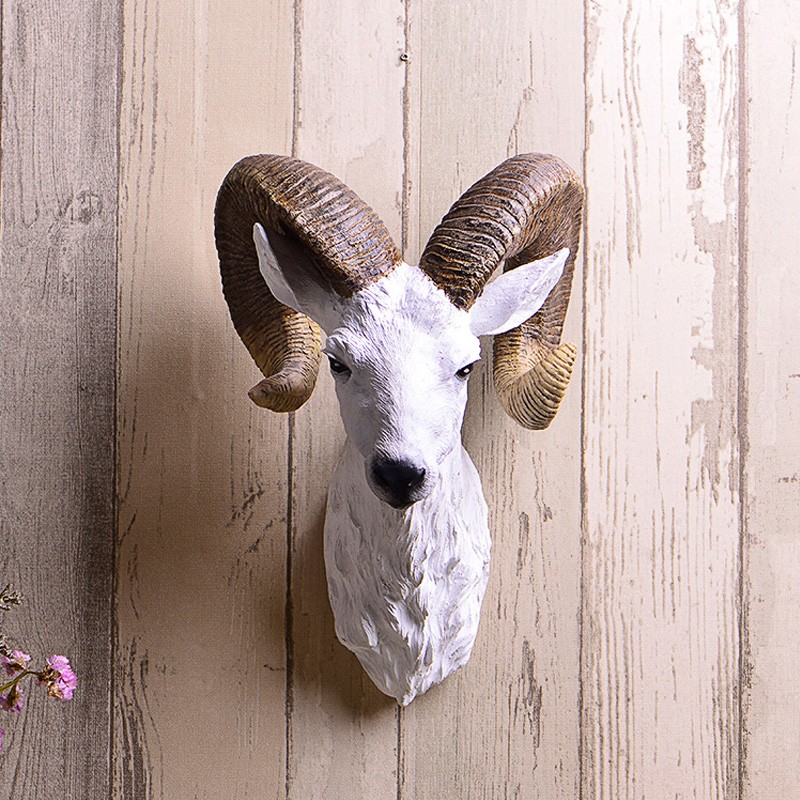 墙饰挂饰壁饰羊头摆件挂件鹿头鹿角壁挂复古欧式创意动物墙壁饰品