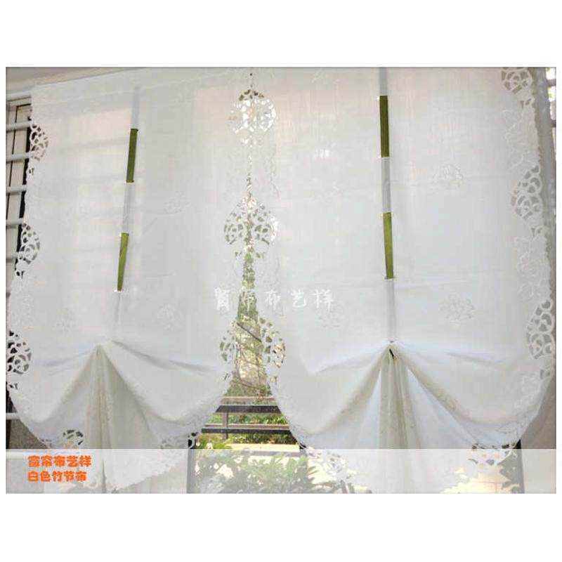 窗纱帘简成品帘提拉帘飘气球帘隔断刺绣窗帘白色扇形升降现代窗