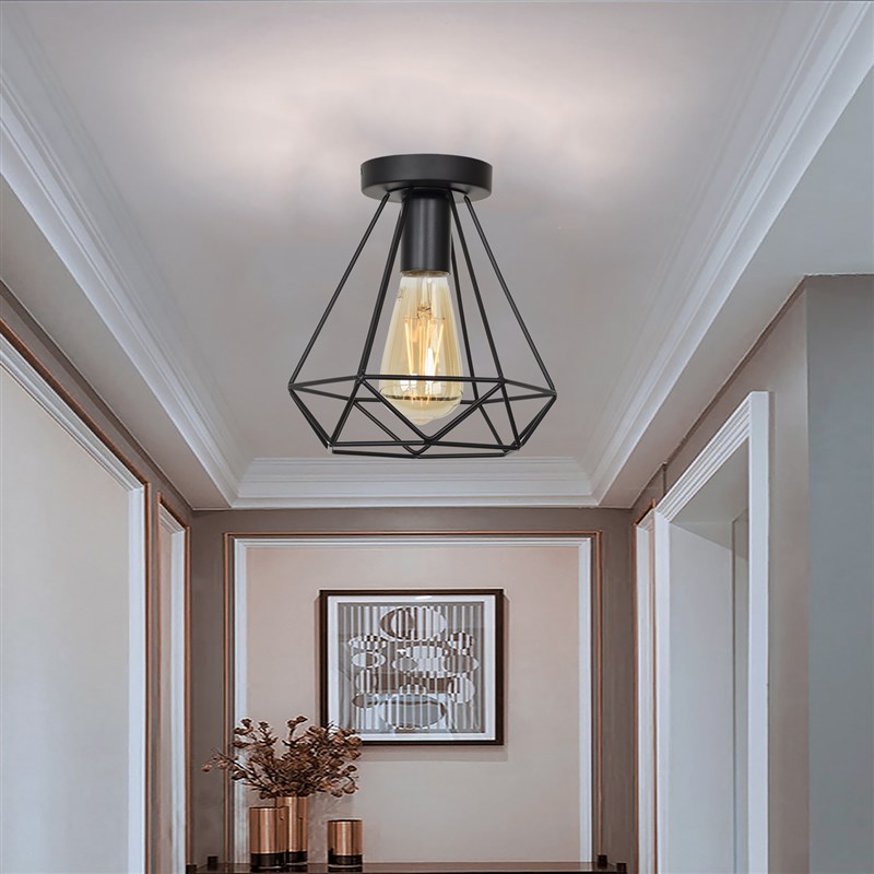 Ceilbing ceiling lamp indwstrial iind wrought uron black