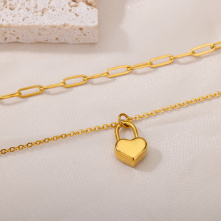 Necklace Fashion Heart 网红Stainless Pendant Women Steel For