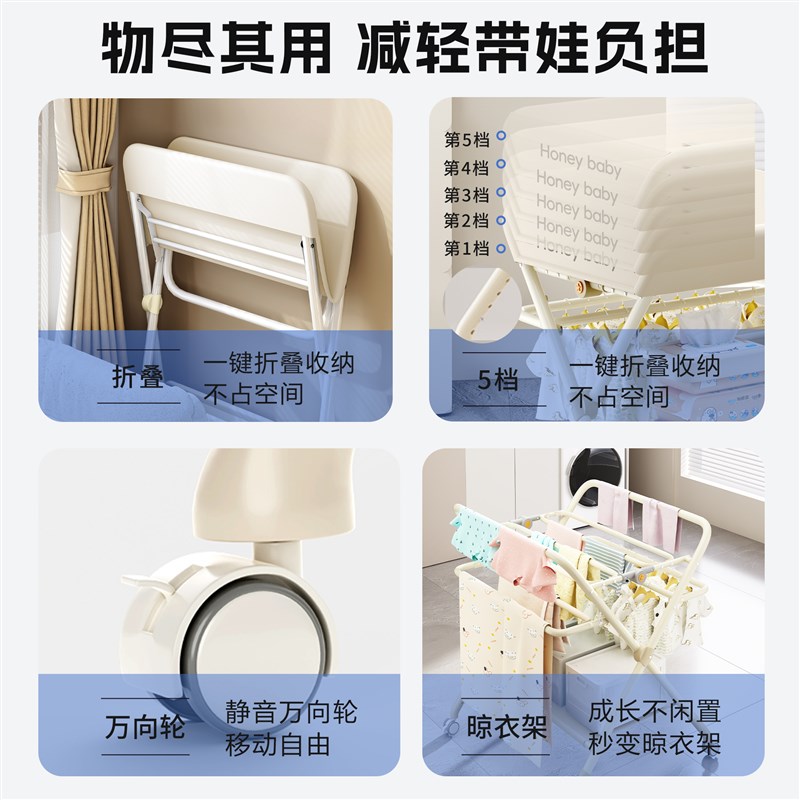 尿布台婴儿护理台新生儿换尿布抚触洗澡全包围护理台多功能可折叠