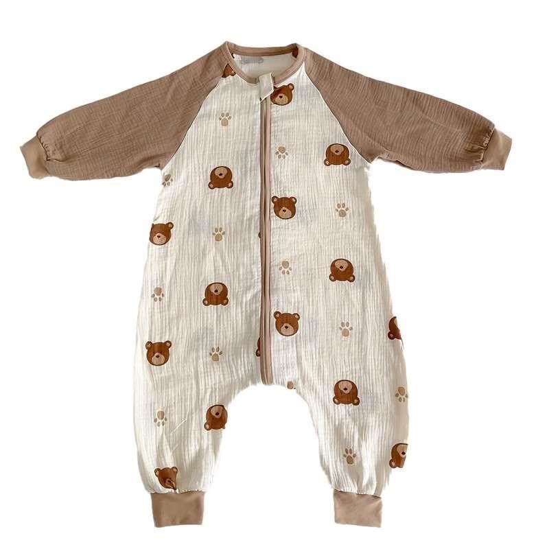 儿童睡袋夏季纯布棉纱男童薄款分腿宝宝防踢被子婴儿连体睡衣夏款