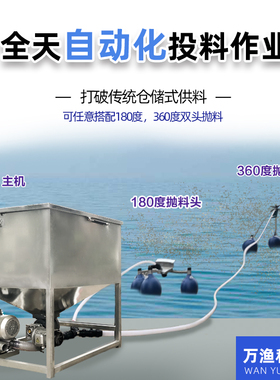 万渔正压风送投料机鱼塘360°投饵机免搭台远程全自动投饵机管道