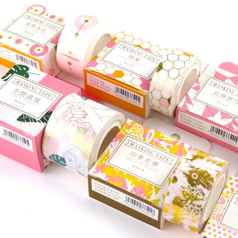 Pink Foil Paper Washi Tape Set Cute Adhesiva Decorativa Ja