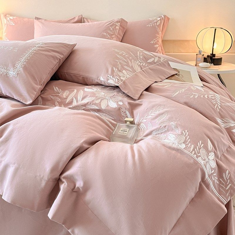 A类母婴级纯棉磨毛四件套冬季加厚刺绣被套全棉床笠高端床上用品4,床上用品,床品套件/四件套/多件套,淘宝优惠券,粉丝福利购,淘宝优惠卷