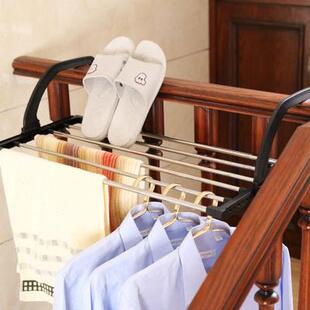 阳台多功能晾衣架窗台可折叠伸缩晒衣架暖气片窗外不锈钢防盗网挂