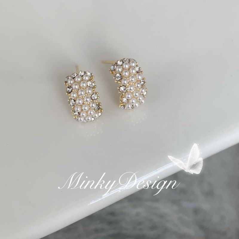 「一叶挽风」珍珠耳饰蚊香盘耳夹C无耳洞女气质奶里奶气耳钉耳环