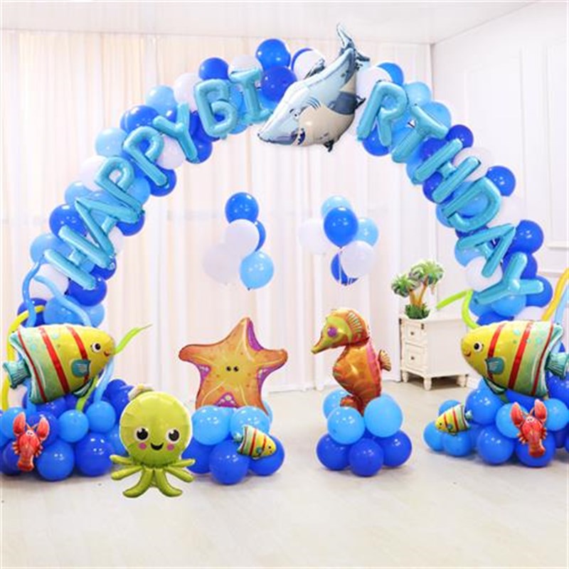 海洋动物主题气球拱门支架立柱宝宝生日开业水族馆场景装饰品布置