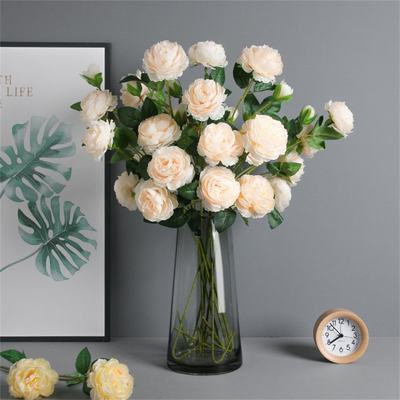 推荐3 Heads Rose European Silk Artificial Peony Flower For H