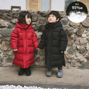 儿童羽绒服男童中长款过膝加厚95绒女童202N1新款冬装洋气宝宝外