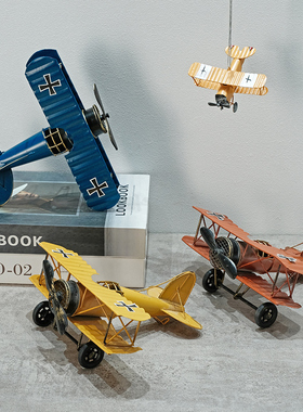 迷你复古创意简约 小飞机模型 小摩托车 家居装饰摆件 铁制小摆设