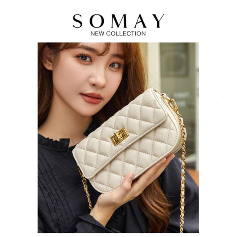 链条包包女式2024新款夏季百搭单肩斜挎包小众设计白色女包小包