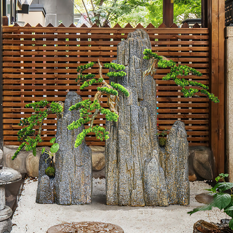 林真假山石f头庭院花园造景仿置摆件干景园布景观枯山软装 家居饰品 户外/庭院摆件 原图主图