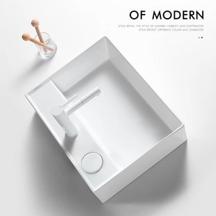 台控排水台上盆家用阳台方形洗手盆洗衣机左右侧下水陶瓷洗脸盆池