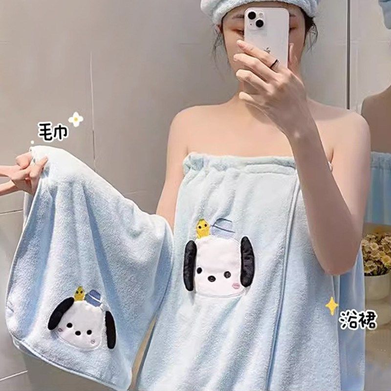 可爱浴巾女可穿可裹巾家用比吸水浴袍洗澡毛巾浴裙大人式新款