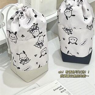 小津制笔袋小众大k容量多隔层文具笔筒收纳包束口抽绳简约耐脏笔