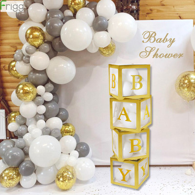 极速Gold Box Transparent Name Age Box Girl Boy Baby Shower D