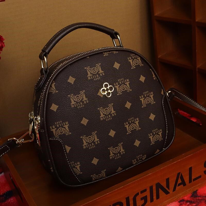 女士包包2025新款潮高级感时尚双拉链宽肩带小圆包手提单肩斜挎包