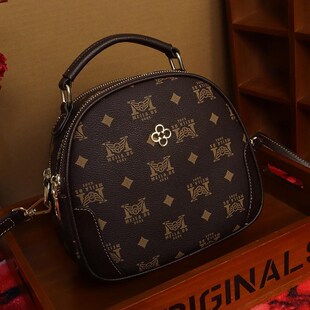 女士包包2025新款潮高级感时尚双拉链宽肩带小圆包手提单肩斜挎包