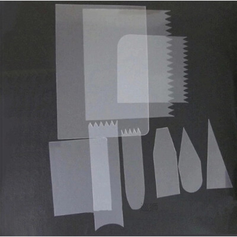 Multi-functional plastic cake scraper 9 piece set of transpa