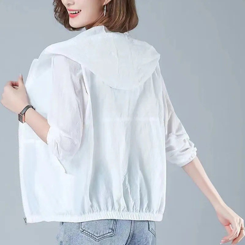 现货妈妈中长款防晒衣q宽松透气女夏季中年薄款外套骑车防晒服杉