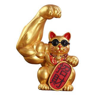 网红Big Arm Lucky Cat Figurine Gift Welcome Cat Door Interio