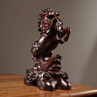 黑檀木马到成功雕刻摆件家居客厅办公室实木马装饰工艺品开业送礼