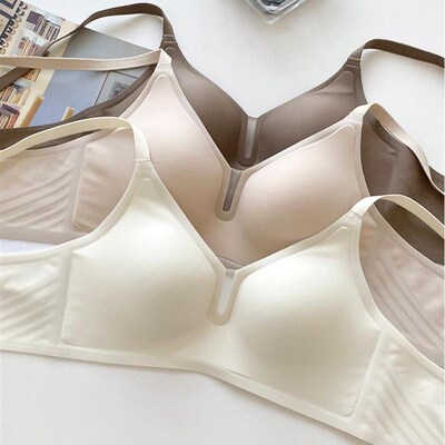 好穿到哭 日系一片式裸感无钢圈聚拢光面网纱细带文胸