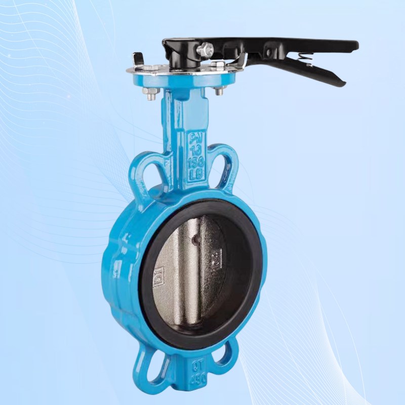 D71X-16手柄蝶阀球墨铸铁304四氟不锈钢板手动对夹碟阀DN80 100