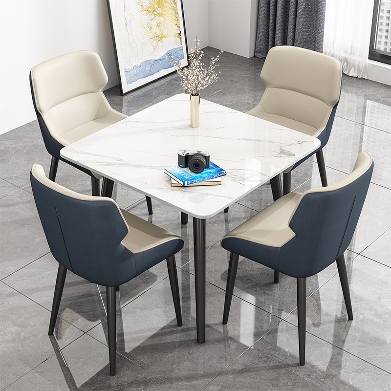 简约岩板餐桌小户型家用休闲打牌桌子正方形接待会客洽谈桌椅现货