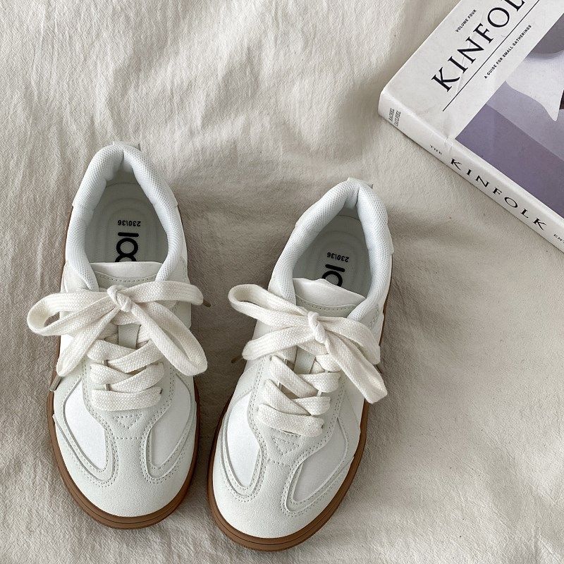 喜叔复古百搭厚底德训小白鞋女2024秋季新款港风小众休闲运动板鞋,女鞋,德训鞋,淘宝优惠券,粉丝福利购,淘宝优惠卷