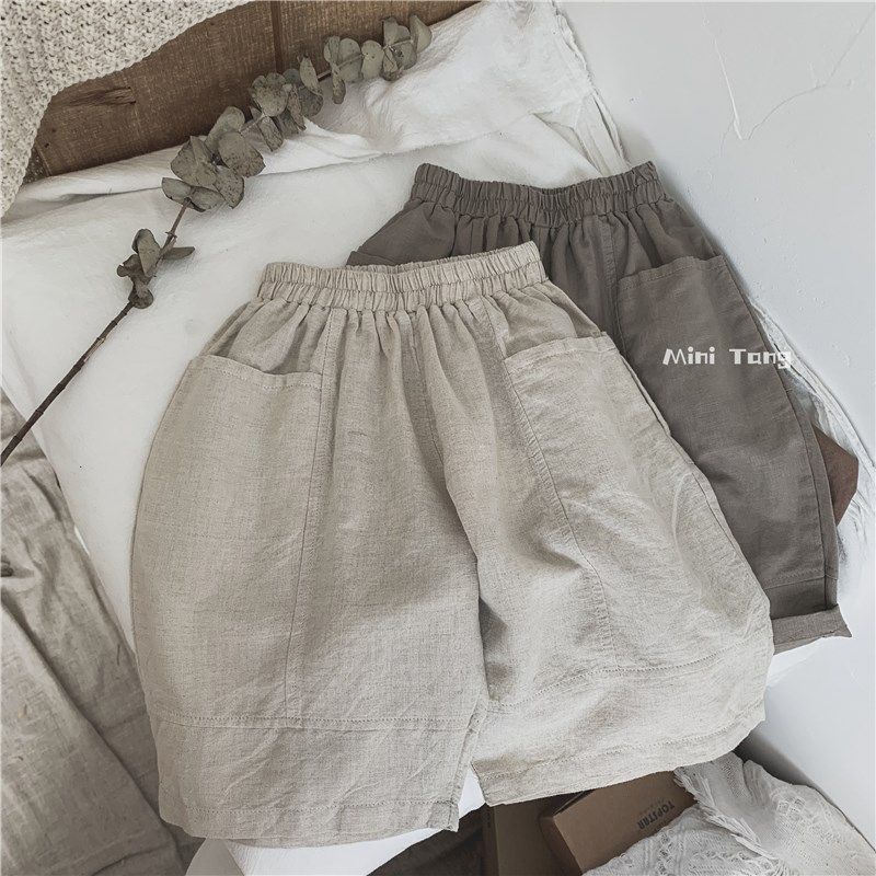 亚麻极简风d~轻薄棉麻阔腿裤儿童男女宝宝大口袋七分裤子2023夏装,童装/婴儿装/亲子装,裤子,淘宝优惠券,粉丝福利购,淘宝优惠卷