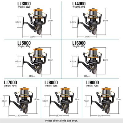 新品Far Throw Fishing Reel Metal LJ 3000-9000 Series 12+1 BB