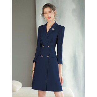 白色职业西装连衣裙正式场合裙子女主持人上镜正装演讲比赛服装夏