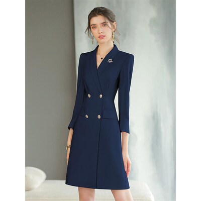 白色职业西装连衣裙正式场合裙子女主持人上镜正装演讲比赛服装夏