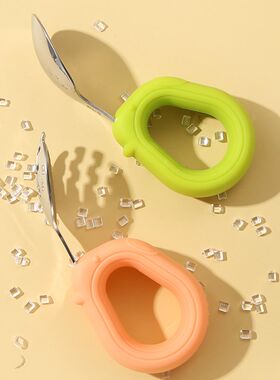 自主进食一岁辅食j勺子宝宝学吃饭训练勺婴儿硅胶手柄弯头勺叉套