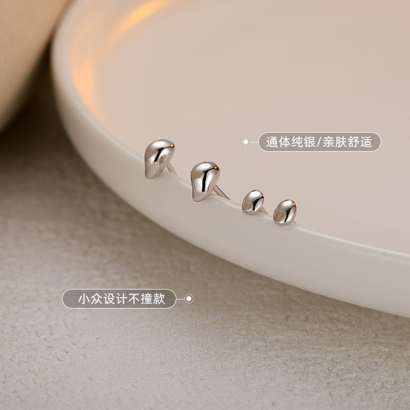 新品Z小姐 小石头耳钉女纯银耳钉2021I年新款潮养耳洞耳钉女小众