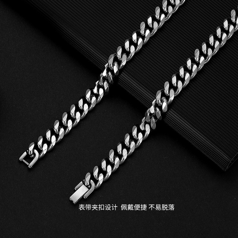 六面磨古巴项链嘻哈风o潮欧美颈链hiphop钛钢轻奢小众男女潮牌朋